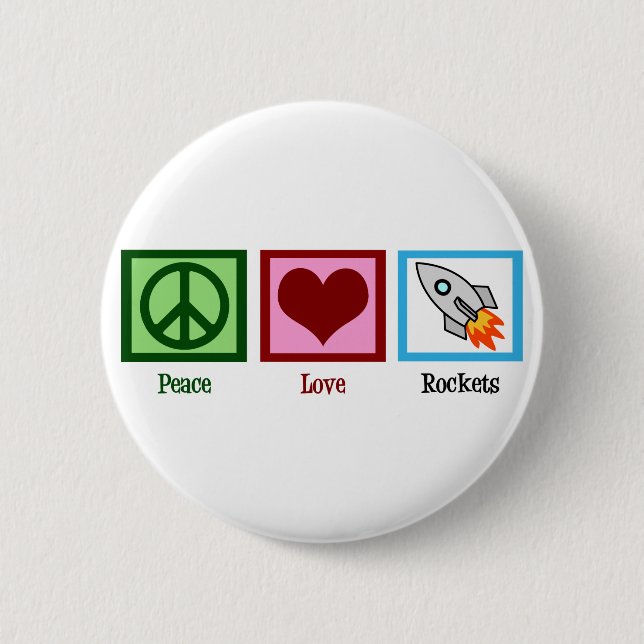 Badge Rond 5 Cm Rockets Peace Love (Devant)