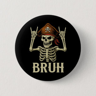 Badge Rond 5 Cm Rockeur de pirate squelette Halloween homme