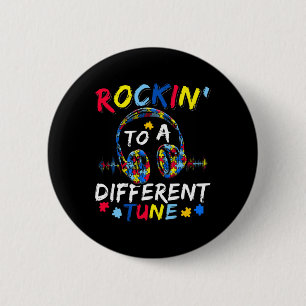 Badge Rond 5 Cm Rockin' À Un Autisme Autiste Différent Tune