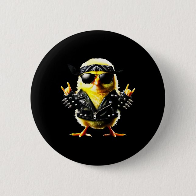 Badge Rond 5 Cm Rockin' Chick Biker Pâques (Devant)