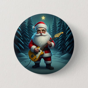 Badge Rond 5 Cm Rocking Père Noël