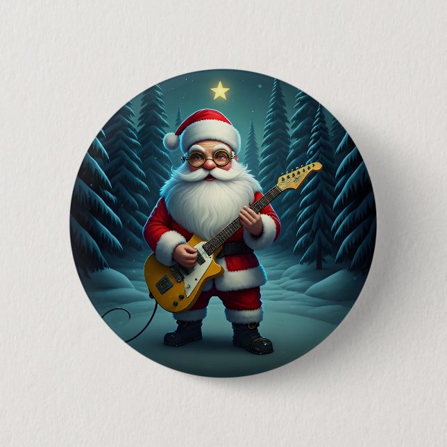 Badge Rond 5 Cm Rocking Père Noël (Devant)