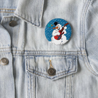 Badge Rond 5 Cm Rocking Snowman