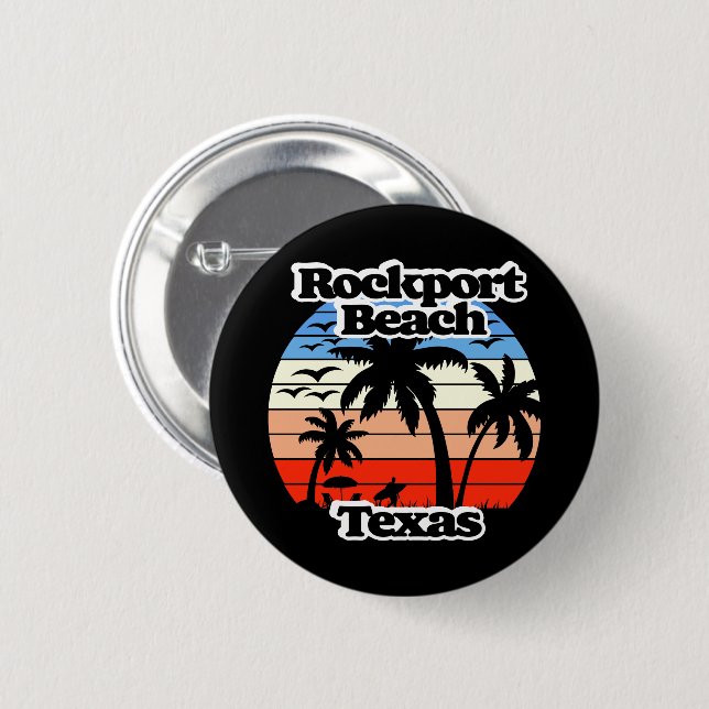 Badge Rond 5 Cm Rockport Beach Texas (Devant & derrière)