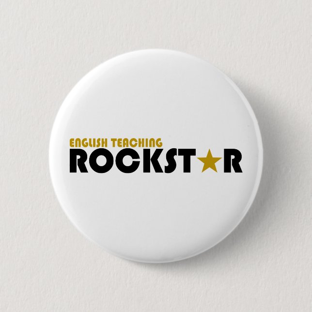 Badge Rond 5 Cm Rockstar de enseignement anglais (Devant)