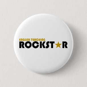 Badge Rond 5 Cm Rockstar de enseignement anglais