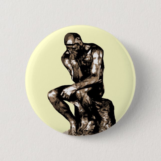 Badge Rond 5 Cm Rodin "The Thinker" - Bouton (Devant)