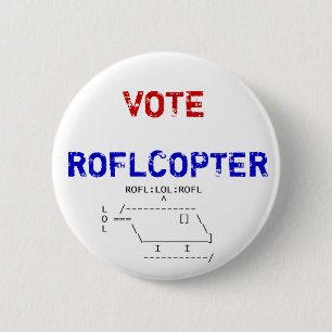 Badge Rond 5 Cm roflcopter, VOTE, ROFLCOPTER