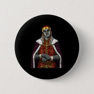 Badge Rond 5 Cm Roi Baldwin Iv Masque Argenté Masque Doré Médiéval