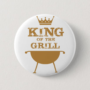 Badge Rond 5 Cm Roi Du Grill, Or