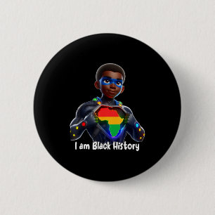 Badge Rond 5 Cm Roi fier et puissant de l'histoire noire