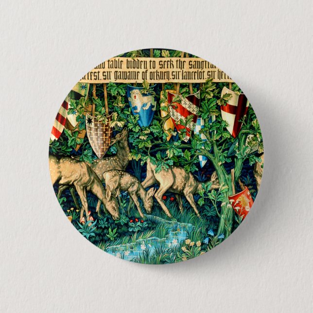 Badge Rond 5 Cm Roi médiéval Arthur William Morris (Devant)