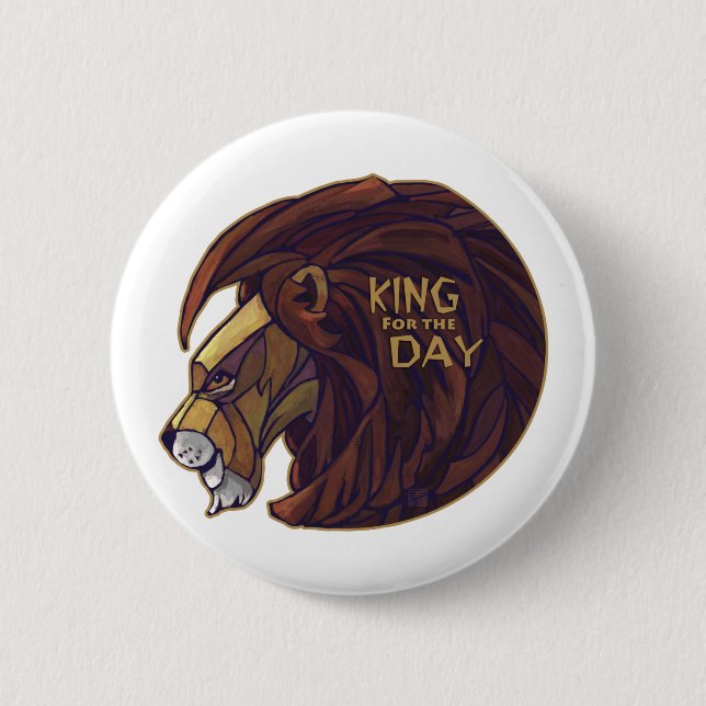 Badge Rond 5 Cm Roi pour la journée (Devant)