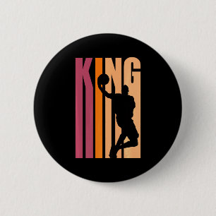 Badge Rond 5 Cm Roi rétro de basket-ball garçon d'anniversaire hom