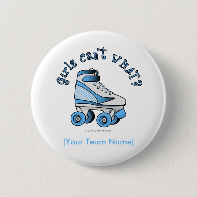 Badge Rond 5 Cm Roller Derby Skate - Sky Blue (Devant)