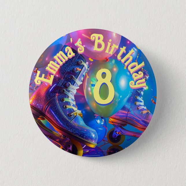 Badge Rond 5 Cm Roller Skate fête d'anniversaire (Devant)