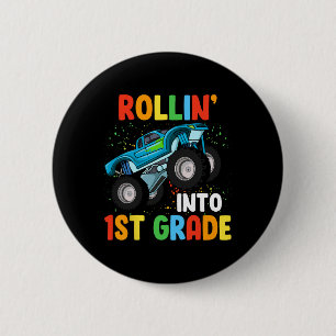 Badge Rond 5 Cm Rollin' Into 1st Grade Monster Truck 100th Day Of