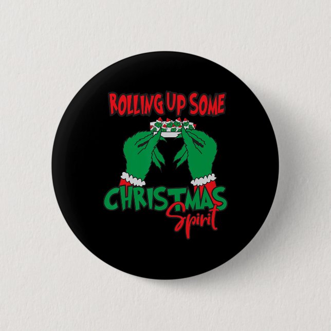 Badge Rond 5 Cm Rolling Up Un Peu D'Esprit De Noël - Vacances Drôl (Devant)