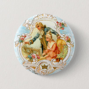 Badge Rond 5 Cm Romantique Couple Vintage français encadré