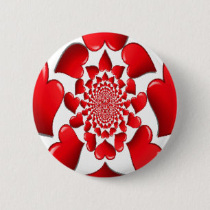 Badge Rond 5 Cm Romantique Red Hearts Art Motif Imprimer