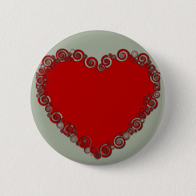 Badge Rond 5 Cm Romantique Valentine amour coeur rouge (Devant)
