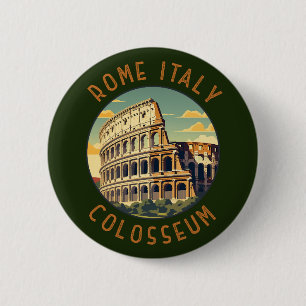 Badge Rond 5 Cm Rome Italie Colisée Voyage Art Vintage