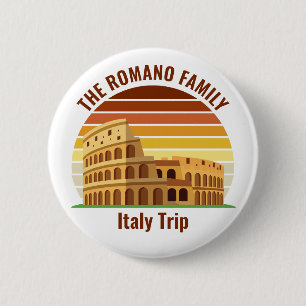 Badge Rond 5 Cm Rome Italie Famille Voyage Colisée Coucher de sole