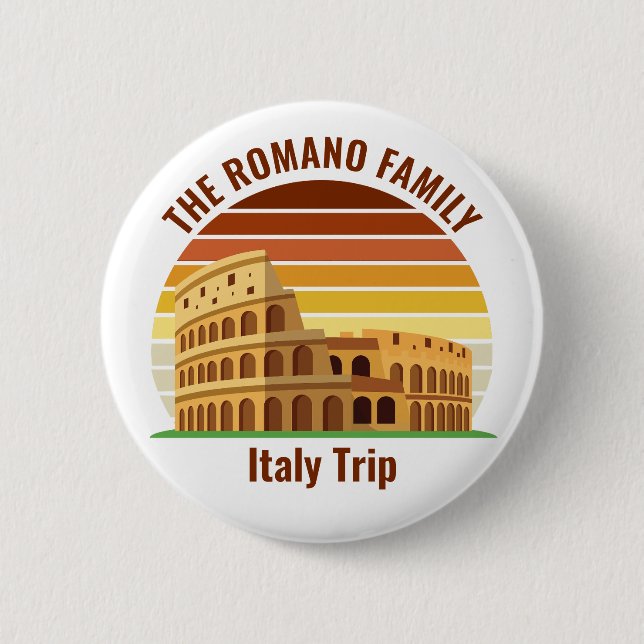 Badge Rond 5 Cm Rome Italie Famille Voyage Colisée Coucher de sole (Devant)