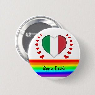 Badge Rond 5 Cm Rome Pride & Coeurs & Arc en ciel / Amour