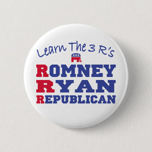 Badge Rond 5 Cm Romney Ryan apprennent les 3 r