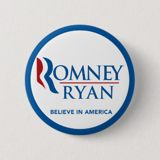 Badge Rond 5 Cm Romney Ryan croient en frontière bleue ronde de