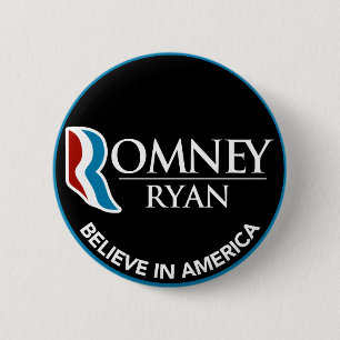 Badge Rond 5 Cm Romney Ryan croient en noir rond de l'Amérique