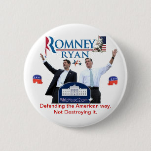 Badge Rond 5 Cm Romney-Ryan : Défense de la manière américaine