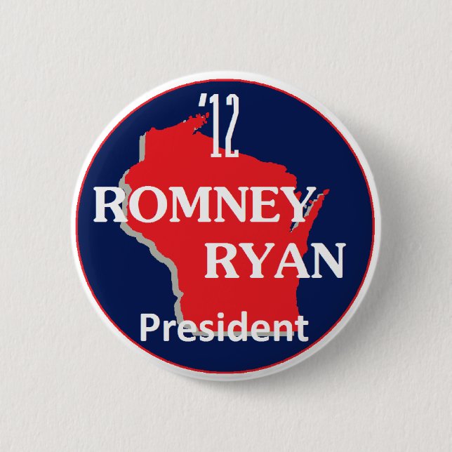 Badge Rond 5 Cm Romney Ryan le WISCONSIN (Devant)