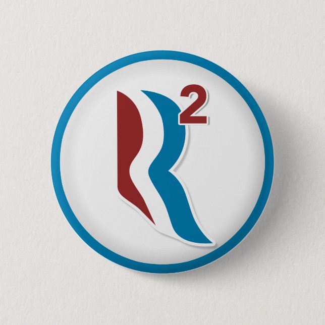 Badge Rond 5 Cm Romney Ryan R a ajusté le logo rond (blanc) (Devant)