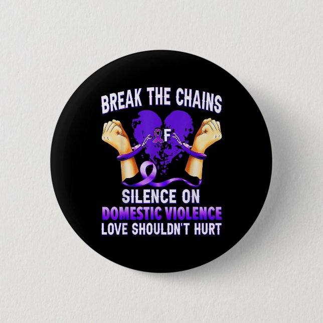 Badge Rond 5 Cm Rompre Les Chaînes Du Silence Sur La Violence Dome (Devant)
