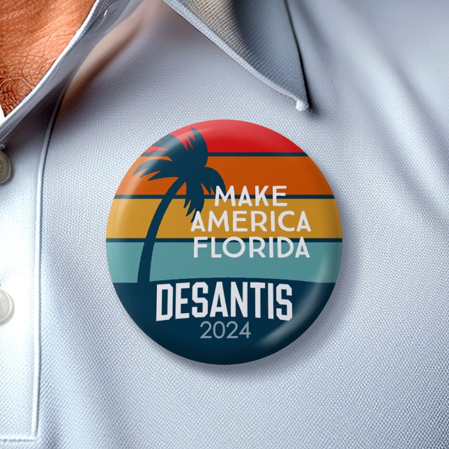 Badge Rond 5 Cm Ron DeSantis Président 2024 - Make America Florida (Desantis Buttons)