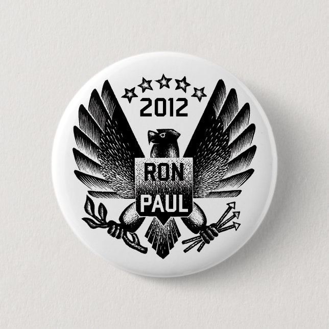 Badge Rond 5 Cm Ron Paul 2012 Eagle noir (Devant)