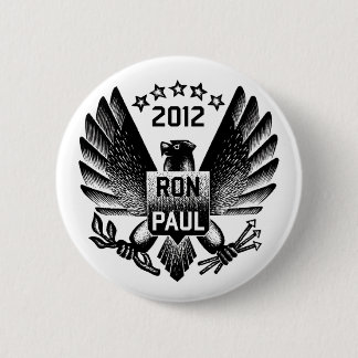 Badge Rond 5 Cm Ron Paul 2012 Eagle noir