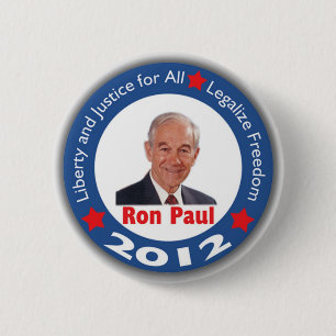 Badge Rond 5 Cm Ron Paul 2012 : Liberté et justice pour tous !