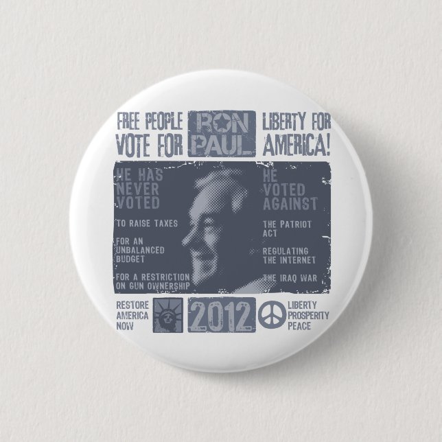 Badge Rond 5 Cm Ron Paul pour le président 2012 (Devant)