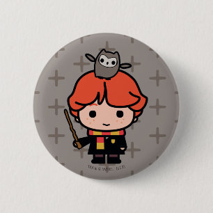 Badge Rond 5 Cm Ron Weasley et Pigwidgeon en dessin animé