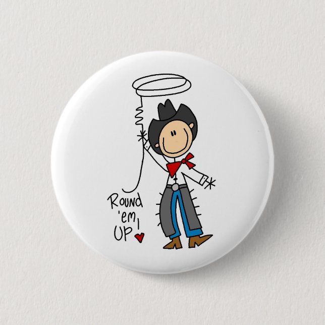 Badge Rond 5 Cm Rond ils ! Chiffre bouton de bâton de cowboy (Devant)