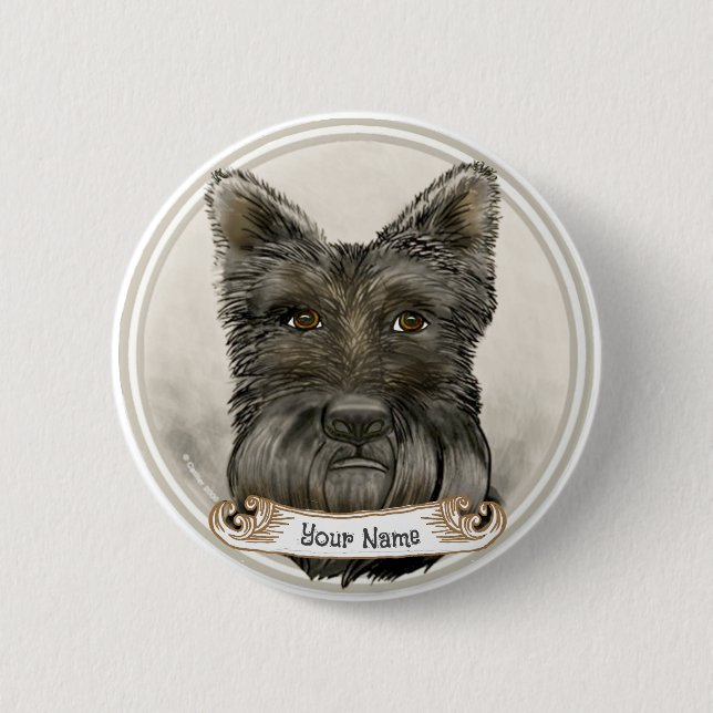 Badge Rond 5 Cm Rondo du Terrier Écossais  (Devant)