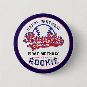 Badge Rond 5 Cm Rookie de l'année 1er anniversaire baseball