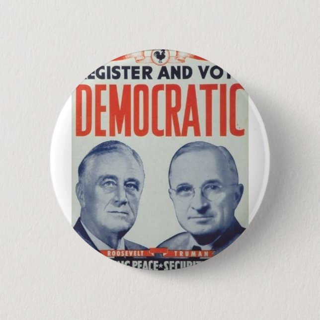 Badge Rond 5 Cm Roosevelt 1944 - Truman (Devant)