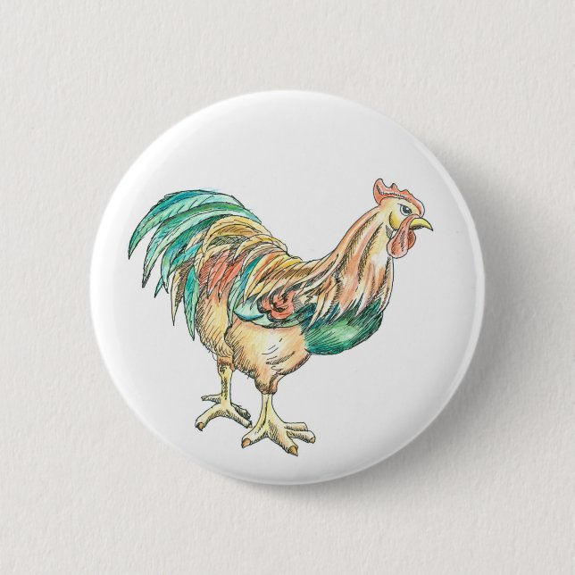 Badge Rond 5 Cm Rooster Art (Devant)