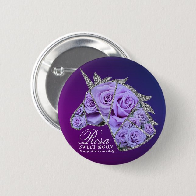 Badge Rond 5 Cm Rosa Sweet Moon (Devant & derrière)