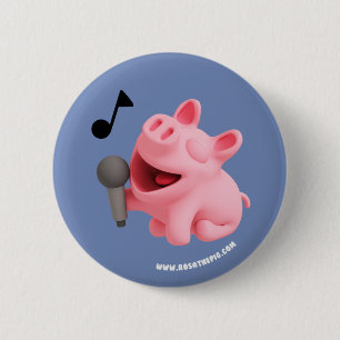 Badge Rond 5 Cm Rosa the Pig does Karaoke
