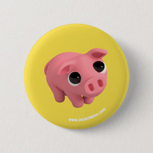 Badge Rond 5 Cm Rosa the Pig is shy